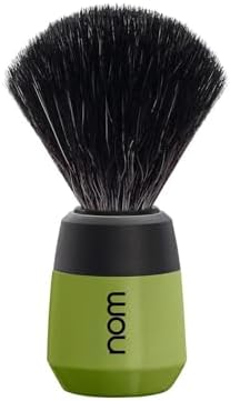 NOM Max Shaving Brush | Vegan Shave Brush for Shaving soaps and creams | sustainable eco-friendly and reusable | Exfoliating Shaving Brush | Olive handle
