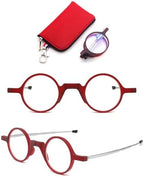 Folding Reading Glasses Men Women Round Portable Blue Light Readers Pocket Wallet Eyeglasses w/Zipper Case