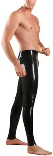 ABWL Black Latex Legging for Men,Handmade Natural Rubber Pants for Latex Club Wear