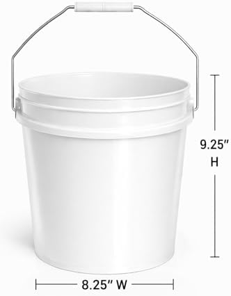 MKS Plastics 2-Gallon Bucket with Airtight Lid – Made in USA, Food Grade BPA Free Plastic, Heavy Duty Multi-Use, Metal Handle with Grip, Stackable Storage – White, 1 Pack