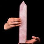 AMOYSTONE Extra Large Healing Crystal Obelisk Tower Rose Quartz Point Wand Crystal Decor Reiki Gifts for Bignners 1.7-2.2 LBS