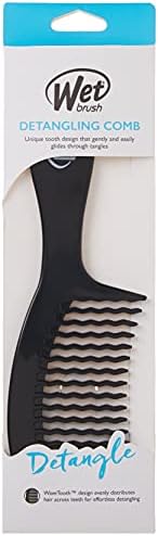Wet Brush Detangling Comb, Black - Wide Tooth Hair Detangler with WaveTooth Design that Gently and Glides Through Tangles - Brush Throough Conditioner and Hair Masks - Gentle On Scalp and Pain-Free