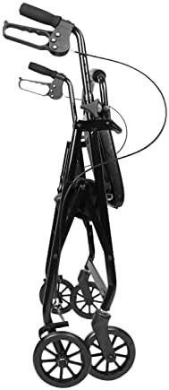PEPE Mobility 4 Wheel Rollator Walker with Seat, Aluminum Rolling Walker, Height Adjustable, Folding System and Backrest with Brakes, 300 Pound Weight Capacity, Black