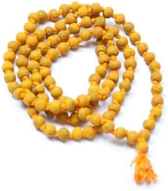 Turmeric Haldi Japa Mala 108+1 – Original Prayer Rosary with Baglamukhi Puja, Haldi Mala for Men & Women – Includes Free Cotton Gaumukhi Japa Mala Bag