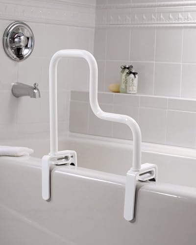 Moen Home Care Multi-Grip Tub Safety Bar – Glacier White, Secure Bathroom Grab Bar for Bathtub Stability, DN7005