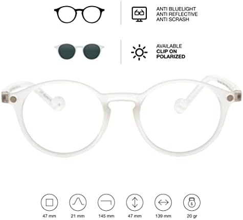 DIDINSKY readers presbyopia reading glasses anti blue light for men and women. Rubber touch, flexible temples and anti-reflective lenses. Smoke +1.0 - UFFIZI BIO