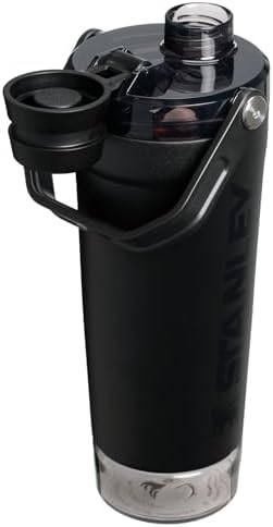 STANLEY Vitalize Shaker Bottle 20 oz | Leakproof Insulated Stainless Steel Shaker Cup | Base Storage and Twist On Fast Flow Lid | Protein Shakes and Pre Workout Powder | BPA-Free | Black