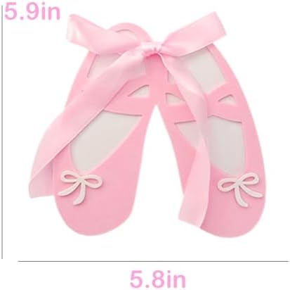 Ballet Cake Topper Ballet Shoes Birthday Decoration with Acrylic Ballet Shoes Pink Bow for Birthday Party