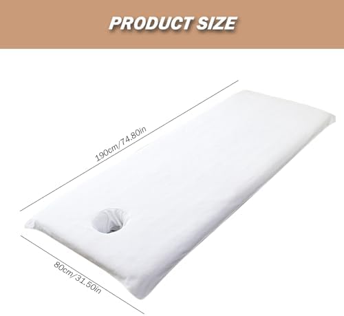 Massage Bed Cover, 32x75inch Soft Microfiber Beauty Salon Sheets with Face Hole, Absorbent Massage Table Cover for Salon SPA (White)