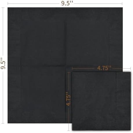 Cocktail Napkins - 600 Count 2-Ply Black Napkins Disposable, 4.75 x 4.75 Inch Folded Paper Napkins Bulk Beverage Napkins for Dinner Wedding Bar Party and Everyday Use