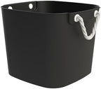 Life Story 4 Pack Flexi Tub, Versatile 42 Quart Storage Tote, Flexible Plastic Home Organizer Lightweight Basket with Carrying Handles, Black