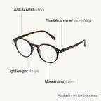 IZIPIZI READING #D Reading Glasses for Women and Men – Round Eye Glasses with Anti-Scratch Lenses, Lightweight Fashion Frame