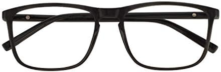 OCCI CHIARI Reading Glasses Men's Rectangle Reader Durable Spring Hinge (Bright Black, 1.00)