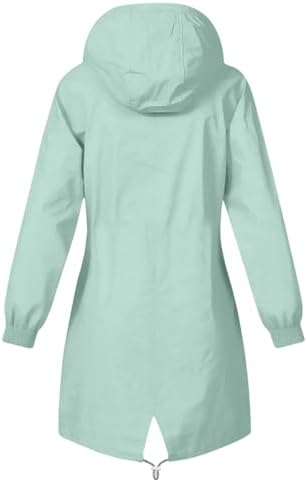 Rain Jacket Women Waterproof Long Hooded Raincoats Lightweight Windbreaker Hiking Travel Workout Jackets With Pocket
