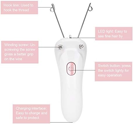 Threading Hair Removal, Hair Remover Electric Face Eyebrow Threading Epilator USB Charging Cotton Thread Depilation Machine Device for Women Girls Ladies ()
