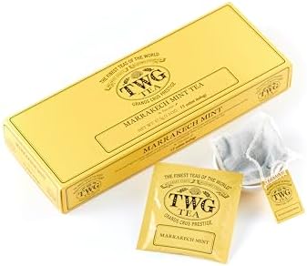 TWG Tea | Marrakech Mint | Herbal Tea | Mint Leaves | 15 Hand Sewn Cotton Teabags | Gift Set