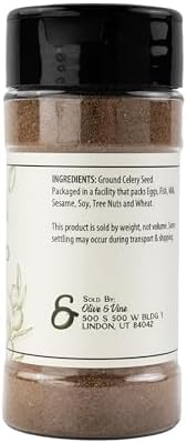 Olive & Vine Ground Celery Seed, Earthy Flavor, For Dressings & Marinades, Rich Tradition, Authentic Taste, For Global Recipes (2 Ounce)