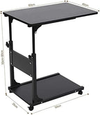 Over-Bed Tables, Rolling Side Table Adjustable Height Portable Detachable Bedside Table Mobile Desk pc Table for Small Spaces