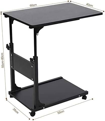 Over-Bed Tables, Rolling Side Table Adjustable Height Portable Detachable Bedside Table Mobile Desk pc Table for Small Spaces