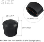 METALLIXITY Chair Leg Tips Caps (19mm 3/4 Inch) 4Pcs, Round Rubber Chair Leg Caps Floor Protectors - for Furniture Chair Table Legs, Black