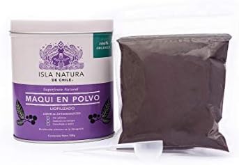 Premium Pure 100% Organic Maqui Berry Powder in Tin | Wild Maqui Grown & Processed at Source in Patagonia | Freeze Dried | High Antioxidants | Raw, Vegan Non-GMO, Gluten-Free | 40 day Supply | 3.5oz