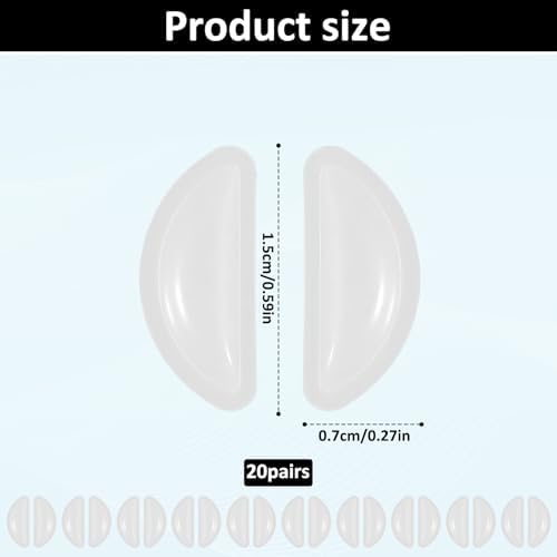 20 Pairs Eyeglass Nose Pads Anti Slip, 3.5 mm Adhesive Eye Glasses Nose Pad Non Slip Silicone Noses Pad for Eyeglasse Anti-Slip Noses Pads, Silicone GlassesNose Grips for Plastic Frames Reading
