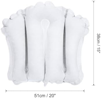 PATIKIL Inflatable Bath Pillow with Suction Cups, Terry Cloth Covered Shell Shape Bath Pillow Neck Support for Bathtub Hot Tub, White