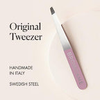 Browgame Original Slanted Tweezer - Precise, Extra Sharp Plucking Tool For Easy, Painless Hair Removal - Easy Grip For Meticulous Shaping - Stainless Steel Design For Sensitive Skin - Pink - 1 Pc