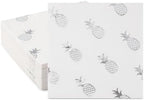 80 Pack of White Paper Cocktail Napkins with Silver Foil Pineapple Pattern,Party Supplies(5 x 5 in，3-ply) (Silver Pineapple)