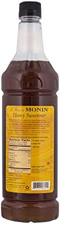 Monin - Organic Honey Sweetener, Low-Calorie Liquid Sweetener, Sugar Substitute, Coffee Syrup, Made with Organic Honey, Simple Syrup for Cocktails, Iced Tea, & More, Clean Label (1 Liter)