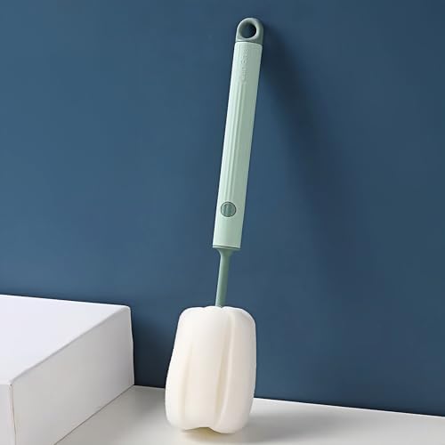 Long-Handle Sponge Cup Brush with Removable Head - Easy-to-Use Cup Cleaning Brush for Insulated Mugs and Glassware