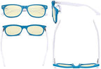 Eyekepper Computer Gaming Glasses for Kids - Blue Light Blocking with Yellow Filter Lens - Boys Girls Anti Glare Digital Glasses for Reading Screen - Blue Frame/White Arm