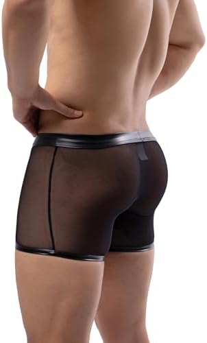 comeondear Mens Underwear Lingerie for Men Shorts Pants with Removable Pouch See Through Lace Boxer Briefs Erotic Clubwear