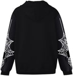Unisex Spider Web Hoodies Jacket Halloween Zip Up Long Sleeve Y2K Tops Novelty Gothic Streetwear Oversized Sweatshirt