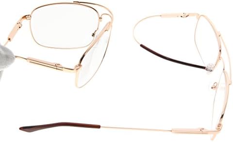 Eyekepper Memory Titanium Sleeping Glasses-Blue Light Blocking 97%-Computer Reading Glasses-Reduce Eyestrain Readers Dark Orange Tinted Lens (Gold, 0.50)