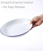 Extra Large Yorkshire Pudding Pan 2-Pack – 26cm(10'') Round Deep Enamel Baking Tins/Trays for Giant Yorkshire Puddings, Sunday Roast Dinners and British-Style Family Meals with Recipe Card
