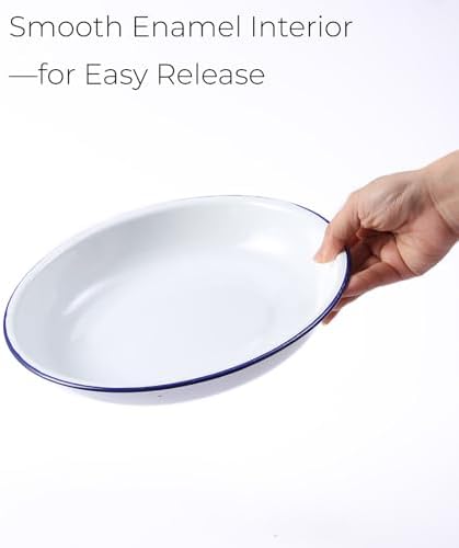 Extra Large Yorkshire Pudding Pan 2-Pack – 26cm(10'') Round Deep Enamel Baking Tins/Trays for Giant Yorkshire Puddings, Sunday Roast Dinners and British-Style Family Meals with Recipe Card