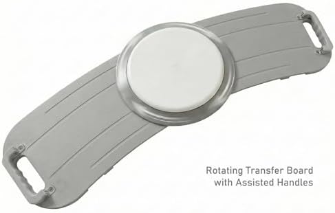 Transfer Board with Turntable & Dual Assisted Handles, Gray – Heavy Duty Sliding Transfer Board for Wheelchair to Bed, Chair Transfers, Non-Slip Mobility Aid for Elderly & Caregivers, FSA HSA Eligible