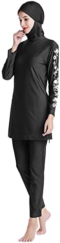 ODIZLI Women Modest Muslim Swimsuit Full Coverage Swimwear Islamic Hijab Swimming Burkini Swim Suit Solid Color