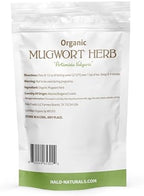 Halo Naturals Organic Mugwort Herb Cut & Sifted, 4 Ounces (Artemisia vulgaris) USDA Certified | Resealable Pouch| Packaged in The USA (Pack of 1)