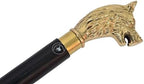 Solid Brass Wolf Head Handle Wooden Walking Stick Cane Vintage Designer Handmade an