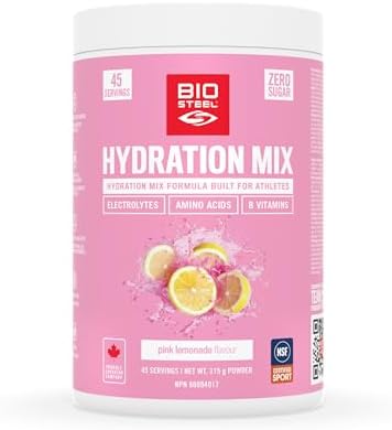 BIOSTEEL Zero Sugar Hydration Mix, Great Tasting Hydration with 5 Essential Electrolytes, Pink Lemonade, 45 Servings per Tub