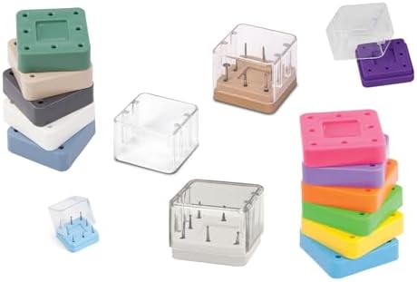 2 Pcs Dental Bur Block Silicone Square Magnetic Autoclavable 8 Capacity for Dental Lab Burs Holder Block (Neon Green)