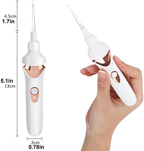 Safety Electric Cordless Vacuum Earwax Remover Ear Wax Removal Cleaner Painless Cleaning Tool Kit with LED Light Powerful Suction for Adults Kids,Black