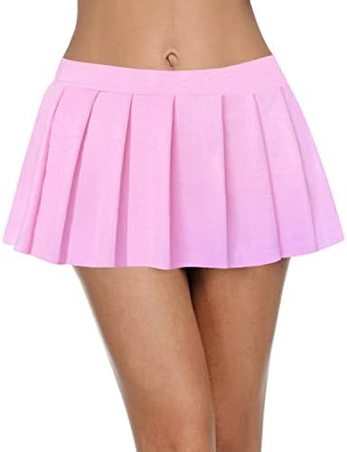 Afibi Women Sexy Stretchy Elastic Waist Pleated Ruffle Mini Skirt for Schoolgirl Outfits