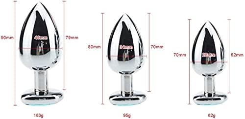 3Pcs Set Luxury Metal Butt Toys Heart Shaped Anal Trainer Jewel Butt Plug Kit S&M Adult Gay Anal Plugs Woman Men Sex Gifts Things for Beginners Couples Large/Medium/Small,Black