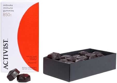 ACTIVIST Manuka Immune Gummies | Raw Mānuka Honey 850+MGO, Elderberry, Rosewater | Dietary Supplement | Gluten-Free | 30 Gummies (180 g | 6.3 oz)