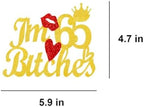 Happy 65th Birthday Cake Toppers Gold Glitter, Cheers to 65 Years Old Bday Decoration 65th Anniversary Dessert Topper, Sixty-five Theme Cake Picks Appetizers Cocktail Toothpicks Party Supplies