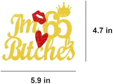 Happy 65th Birthday Cake Toppers Gold Glitter, Cheers to 65 Years Old Bday Decoration 65th Anniversary Dessert Topper, Sixty-five Theme Cake Picks Appetizers Cocktail Toothpicks Party Supplies