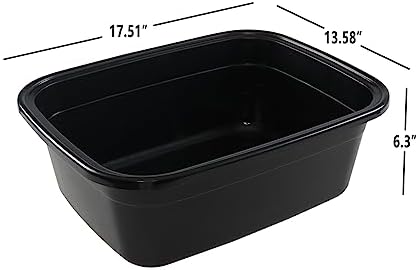 18 Quart 2 Pack Large Plastic Washing Basin, Black Rectangular Dish Pan